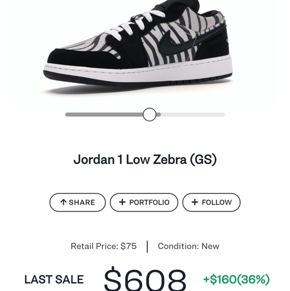 NIB! Jordan 1 ZEBRA Low (GS) - Picture 3 of 10
